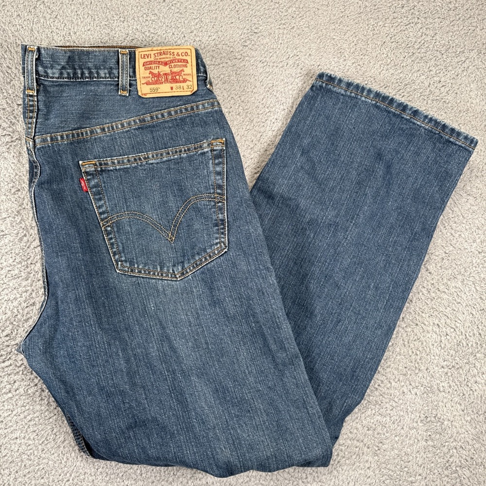 Levis 559 Jeans Mens 36x32 (38x32) Blue Medium Wash Relaxed Straight Vintage Y2K